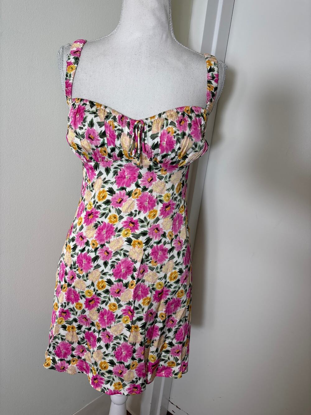 For Love and Lemons Pink Floral Backless Mini Dress Sz S